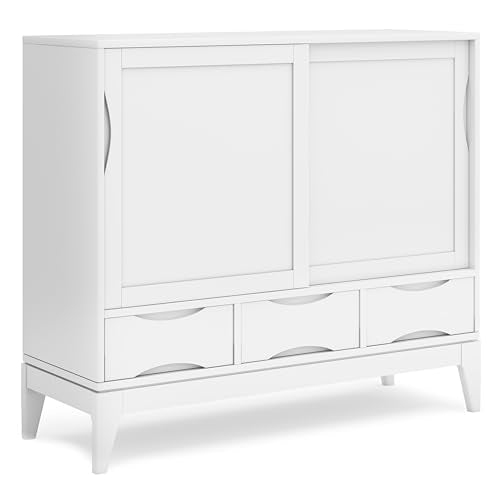 SIMPLIHOME Lowry 39" Acacia Wood Cabinet in Distressed Golden Wheat - color: White, size: 48 inch