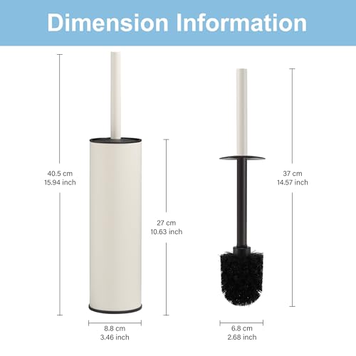 BGL White Toilet Brush and Holder,Stainless Steel Toilet Brushes for Bathroom with Holder - color: White
