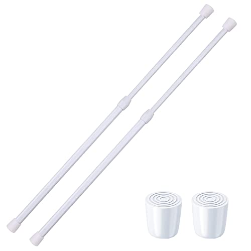 2 Pack Small Tension Rods 26 in to 39 Curtain Rods Window Rods in Extendable Width Spring Cupboard Bars for Kitchen Utensils, Closet, and Cabinet, Fit in The Spaces to Stay Up 26 to 39 in - color: White, size: 26" to 39"-2PCS