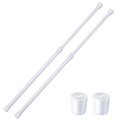 2 Pack Small Tension Rods 26 in to 39 Curtain Rods Window Rods in Extendable Width Spring Cupboard Bars for Kitchen Utensils, Closet, and Cabinet, Fit in The Spaces to Stay Up 26 to 39 in - color: White, size: 26" to 39"-2PCS
