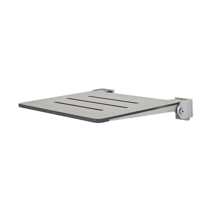 Sechrome 18 inch Silhouette Slimline Folding Wall Mount Shower Bench Seat, Gray Weathered Ash Seat with Silver Frame - color: Weathered Ash With Silver Frame