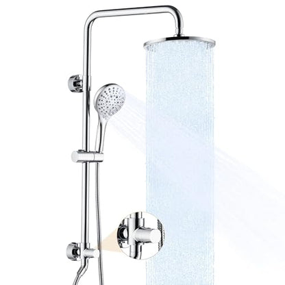BRIGHT SHOWERS Rain Shower Heads System Including 9 Inch Rainfall Shower Head and Handheld Shower Head with Height Adjustable Holder, Solid Brass Rail and 60" Long Stainless Steel Shower Hose, Chrome - color: chrome plated, size: 2.5 Gallon Per Minute