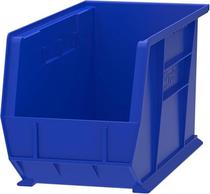 Akro-Mils 30265 AkroBins Plastic Storage Bins, 18"x8.25"x9", Blue, 6-Pack | Space-Saving Stackable Bins for Garage, Pantry, Craft Organization - color: Blue