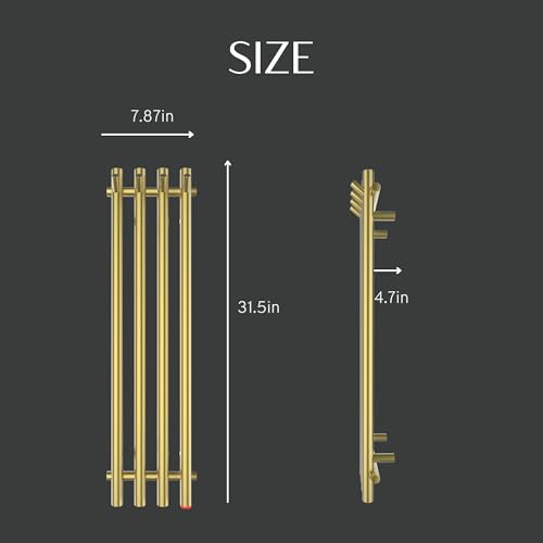 Heated Towel Rack, Towel Warmer with Timer, Wall Mounted hot Towel Warmer Rack for Bathroom, Hardwired or Plug-in Models Vertical Towel Heater - color: Golden