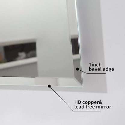 Beveled Mirror 16x20 Frameless Bathroom Wall Mirror Shatterproof | Modern Wall Mount Vanity Mirror, Hangs Horizontally or Vertically, for Over Sink, Living Room, Bedroom, Upgraded Packing - size: 16"L x 20"W