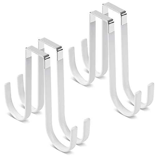 Manesi Double Sided Over The Door Hooks for Clothes. Over The Door Hanger Hook Set of Four. Towel Hanger for Bathroom, Wreath Hook, Coat Rack Hat Organizer or Plant Hooks for Ceiling 4 Pack - color: White