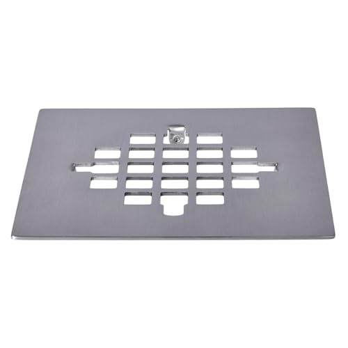 4-1/4 Inch Square Snap-in Shower Drain Brushed Nickel | 304 stainless steel Shower Strainer Grid, large flow anti-clog, 4.25 inch square size fits most household shower drains - color: Brushed Nickel