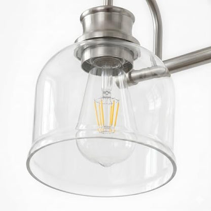 URSOLA 3 Lights 24" Bathroom Vanity Light Fixtures, Brushed Nickel Traditional Classic Vanity Light with Clear Glass, Bathroom Lighting Fixtures Over Mirror - color: Brushed Nickel, size: 3 Lights