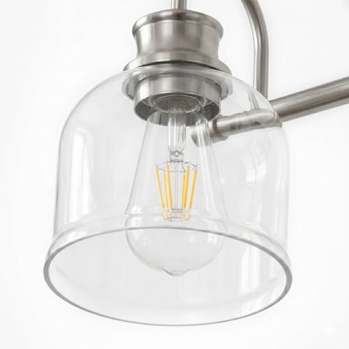 URSOLA 4 Lights 32" Bathroom Vanity Light Fixtures, Brushed Nickel Traditional Classic Vanity Light with Clear Glass, Bathroom Lighting Fixtures Over Mirror - color: Brushed Nickel, size: 4 Lights