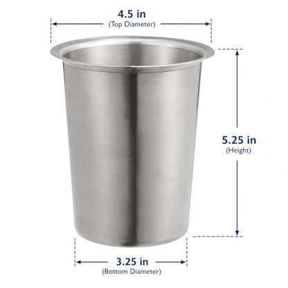 OCS Parts Set of Six 5-Inch Stainless Steel Utensil Organizer Cups | For Flatware, Kitchen Utensils, Silverware, Straws, Pens and Pencils - color: Stainless Steel