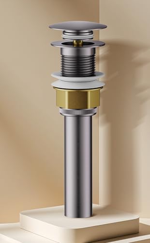 Bathroom Sink Drain with Strainer Basket and Pop-Up Drain Stopper Set (Brushed Nickel, Without Overflow) - color: Brushed Nickel, size: Without Overflow