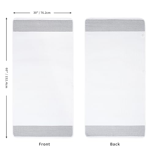 MICROFI New Microfiber Waffle Bath Towels, 2 Pieces, Soft, Absorbent, Fast Drying, Lint Free 430 GSM (30''x60''/76cm x 152cm) - color: White Striped