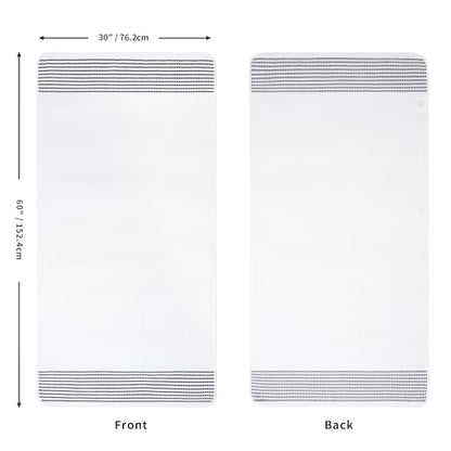 MICROFI New Microfiber Waffle Bath Towels, 2 Pieces, Soft, Absorbent, Fast Drying, Lint Free 430 GSM (30''x60''/76cm x 152cm) - color: White Striped