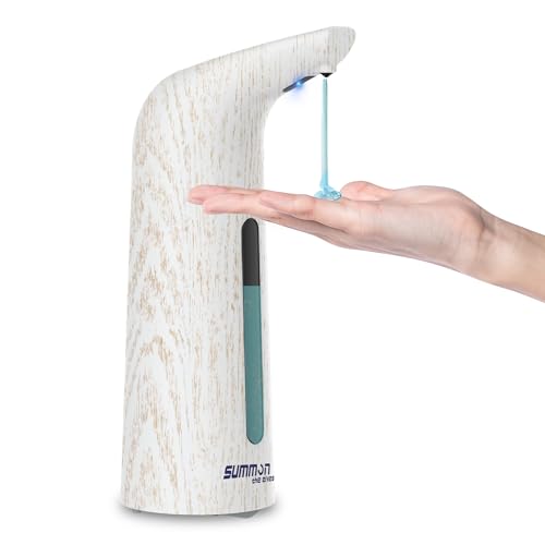 Automatic Liquid Soap Dispenser, 4-Level,13.5oz Touchless | Plastic,400ml Electric Battery Operated Hand & Dish Countertop Soap Dispensers with Sensor for Bathroom,Kitchen Sink - color: White Grain, style: Battery