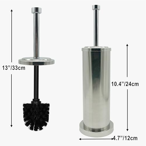Silver Chrome Toilet Bowl Brush with Holder with Removable Plastic Liner, Durable Bathroom Cleaning Tool, Bathroom Cleaner Brush for Efficient Cleaning and Hygiene - color: Chrome(mbb4803)