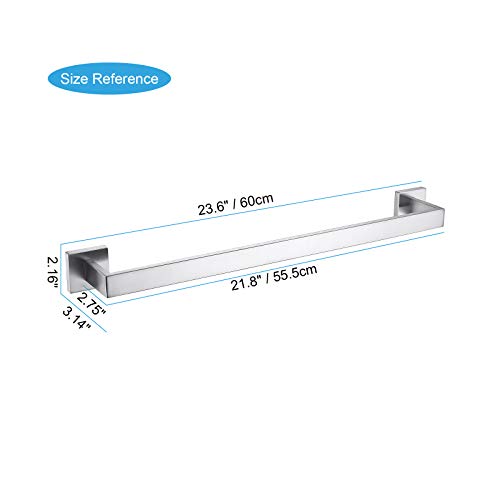 TASTOS 23.6 Inch Black Single Towel Bar Rack, SUS 304 Stainless Steel Bathroom Towel Bar Heavy Duty Towel Holder Kitchen Towel Rod, Wall Mount with Screws Towel Bar Rod Brushed Nickel Finish… - color: Brushed Nickel, size: 23.6-Inch
