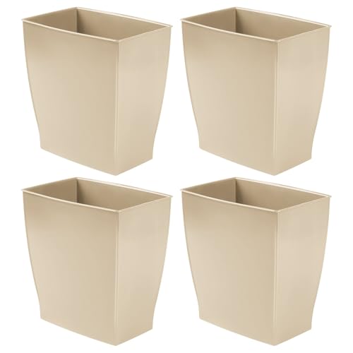 iDesign Small Plastic Bathroom Trash Can, Slim Rectangle Garbage Bin, 4-Pack, Brown | Bedroom, Office, Dorm - color: Brown, style: Pack of 4