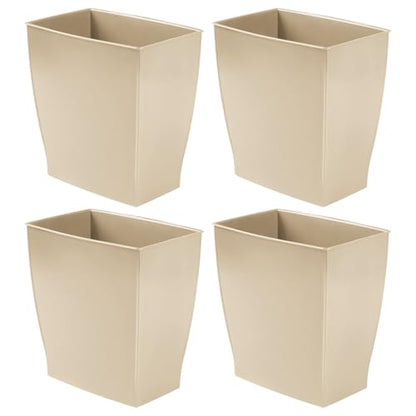 iDesign Small Plastic Bathroom Trash Can, Slim Rectangle Garbage Bin, 4-Pack, Brown | Bedroom, Office, Dorm - color: Brown, style: Pack of 4