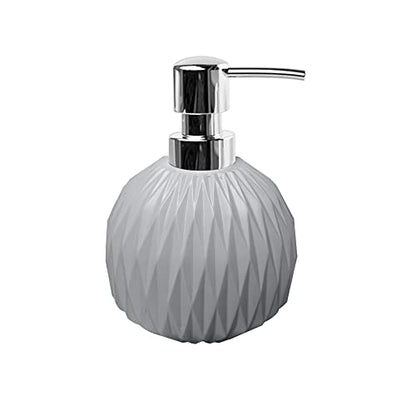 Grey Resin Bath Accessory Set for Vanity Countertops, 4 Piece Luxury Ensemble Dish, Toothbrush Holder, Tumbler, soap and Lotion Pump, Grey Resin