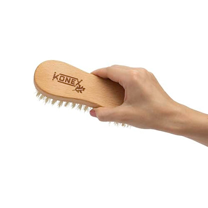 KONEX Nylon Fiber Economy Utility Cleaning Hand Brush | Heavy Duty Hand-Held Scrub Brush Stiff Bristles | Wooden Body, Ideal Scrub Brushes for Cleaning (Peanut Shaped) (Pack of 2) - size: 1 Count (Pack of 2)