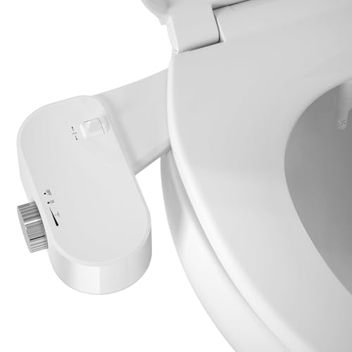 Bidet Toilet Seat Attachment with Rear and Feminine Wash, Bidet Attachment for Toilet with Self-Cleaning and Adjustable Bidet Sprayer & 21°Angle Control (Chrome) - color: Chrome