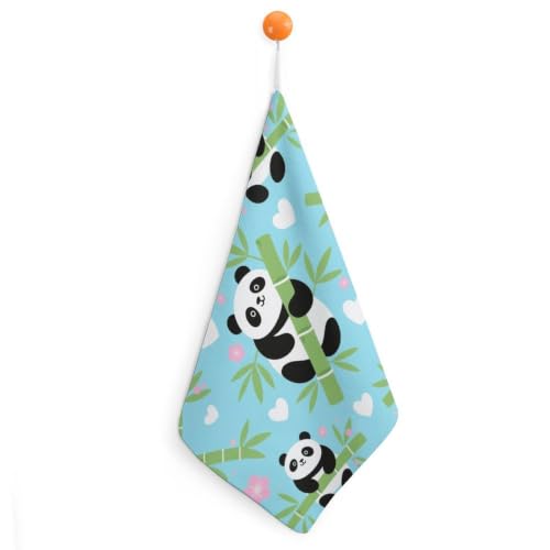 Panda Bamboo, Quick Dry Hand Towel with Hanging Loop for Gym | Absorbent Microfiber Bathroom Towel, Fast Drying Kitchen Towel, Soft Wash Cloth for Pool Bath Shower Fitness Travel, 12 Inch - size: 1PCS