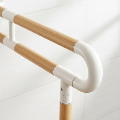Almencla Folding Toilet Support Toilet Handrail Grab Bar Rail with Flip Up Hinged Design Aluminum Structure with Non Slip Coating Suitable for Elderly Injury Toilet, 60CM - size: 60CM