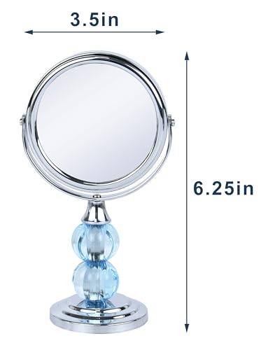Zahari Home Aroma Magnifying Makeup Mirror with Stand, Double Sided 1X/3X Magnification, 360 Degree Swirl, 6.30 inch Blue - color: Blue, size: 6.3"L x 3.5"W