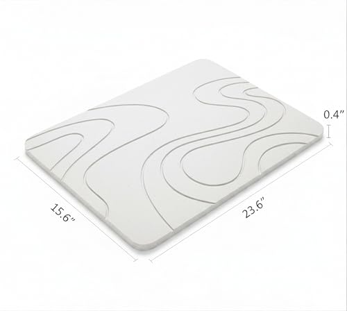 Premium Stone Bath Mat Diatomaceous Earth Ultra Absorbent Quick Drying Easy to Clean Non-Slip Diatomite Stone Bath Shower Mat Ideal for Bathroom Floor (White) - color: White
