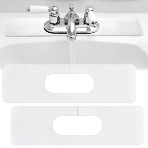 Tioncy 2 Pcs Faucet Mat Sink Splash Guard Oval-hole Oval Splash Pad for Kitchen Sink Oval Base Diatomite Faucet Mat for Bathroom Absorbent Mat Splatter Screens (White) - color: White