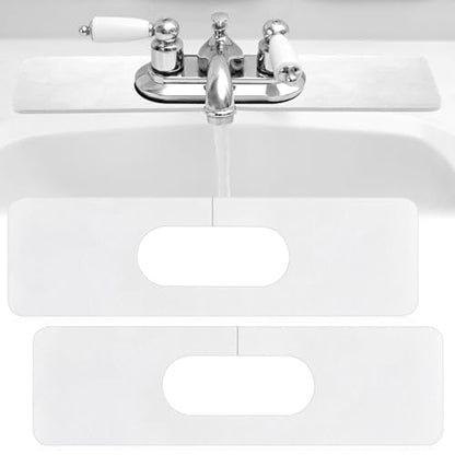 Tioncy 2 Pcs Faucet Mat Sink Splash Guard Oval-hole Oval Splash Pad for Kitchen Sink Oval Base Diatomite Faucet Mat for Bathroom Absorbent Mat Splatter Screens (White) - color: White