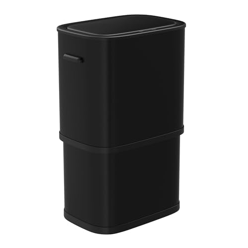 Furnify 16 Gallon / 60L Kitchen Trash Can, Motion Sensor Trash Bin with Lid | Large Capacity Touchless Garbage Waste Bin, Waterproof Brushed Trash Bin, Trash Can for Kitchen Bedroom Bathroom - color: Black