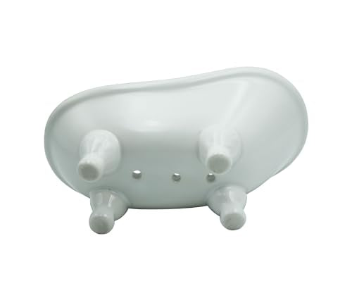 Ceramic Soap Dish,5.59 Inch Bathtub Shaped Soap Holder,Succulent Planter,Makeup Brush Organizer (White) - color: White Bathtub