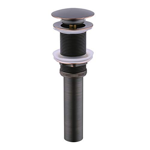 BESTILL Bathroom Sink Drain Stopper, Push Pop Up Drain Without Overflow, Oil Rubbed Bronze - color: Oil Rubbed Bronze, style: without Overflow