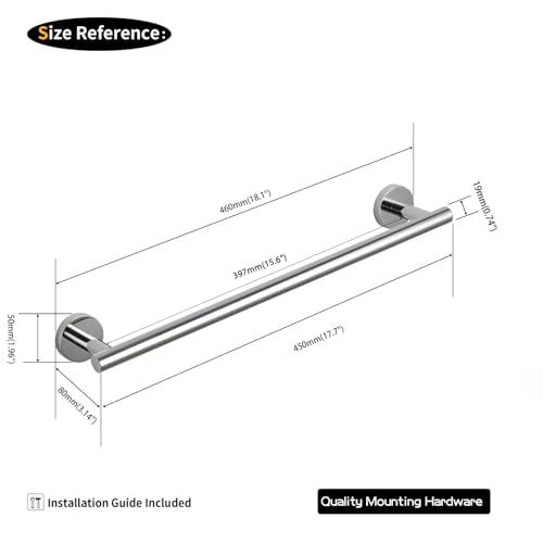 GERZWY 18-Inch Bathroom Single Towel Bar Stainless Steel Bath Towel Rack Contemporary Style Wall Mount, Polished Finish AG1101C45-JG - color: Chrome, size: 18 Inch (Pack of 1)