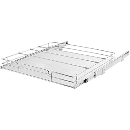 VEVOR 21.5" Wx21 Dx3.5 H Pull Out Cabinet Organizer, Heavy Duty Slide Out Pantry Shelves, Chrome-Plated Steel Roll Out Drawers, Storage for Home, Under Sink, 23" Wx22 Dx7 H Install Size for Cabinet - size: 21.5"Wx21"D