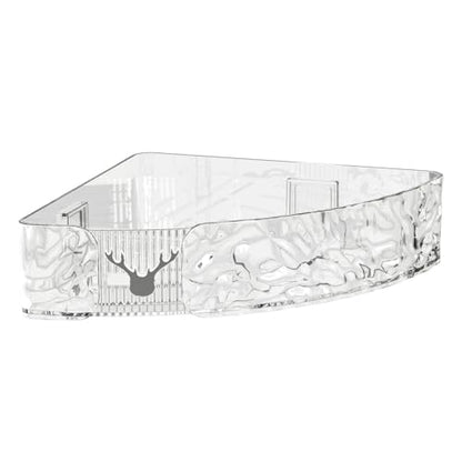 FTVOGUE Wall Mount Corner Shelf, Premium PET Plastic Floating Shelf with Raised Guard Rails for Bathroom and Kitchen Storage