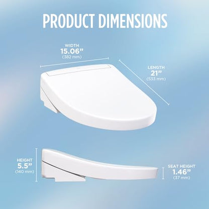 TOTO® WASHLET® S5 Electronic Bidet Toilet Seat with Instantaneous Water Heating, PREMIST and EWATER+ Wand Cleaning, Elongated, Cotton White - SW3446#01 - color: Cotton White, size: Elongated