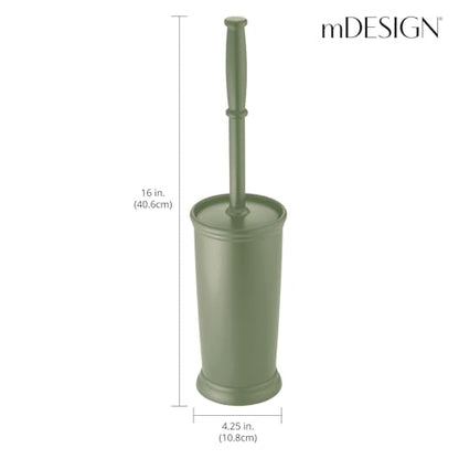 mDesign Toilet Bowl Brush and Holder - Covered Bathroom Toilet Brush - Standing Toilet Bowl Scrubber in Modern Holder - Space Saving, Deep Cleaning Brush for Toilet - Hyde Collection - Olive Green - color: Olive Green