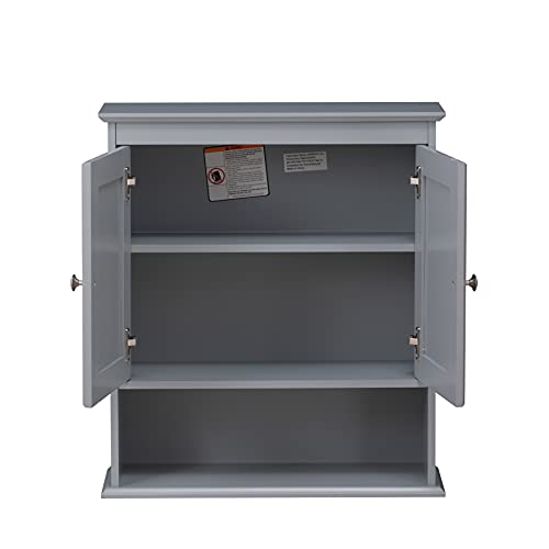 Spirich Bathroom Medicine Cabinet Over Toilet, Wall Mounted Cabinet, Gray | FSC-Certified Engineered Wood, Hidden & Open Storage, Adjustable Shelf, Modern Beadboard Design for Bathroom Kitchen Laundry - color: Grey
