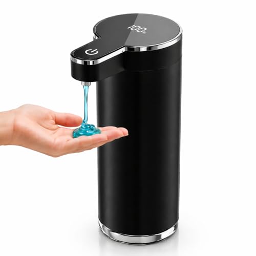 Automatic Liquid Soap Dispenser Touchless, Stainless Steel Hand Soap Dispenser, USB Rechargeable, 4 Adjustable Levels, 11.8oz/350ml for Kitchen and Bathroom (Black, Liquid) - color: Black, size: Liquid