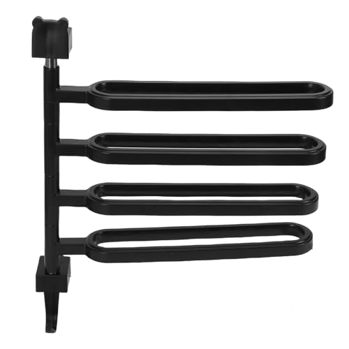 Buachois Swivel Towel Bar, 4 Arm Wall Mounted Rotating Towel Rack Holder with Hooks ABS Black for Bathroom Kitchen Balcony (4 Rods) - color: 4 Rods