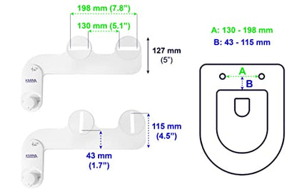 KMINA Toilet Bidet Attachment, Self-Cleaning Nozzle, Fresh Water Non-Electric, Adjustable Water Pressure, Rear Wash, White