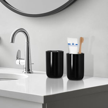 Bathroom Tumbler Cup Ceramic 12.6oz Reusable Toothbrush Cup 375ml,Toothbrush Holder for Your Bathroom (Black) - color: Smooth-black, size: 1pcs