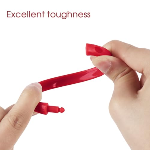 Red Shower Curtain Hooks - 12 Pcs Circular Plastic Shower Curtain Rings for Bathroom - O Shaped Red Shower Hooks Rings for Shower Curtain Rod - color: Red