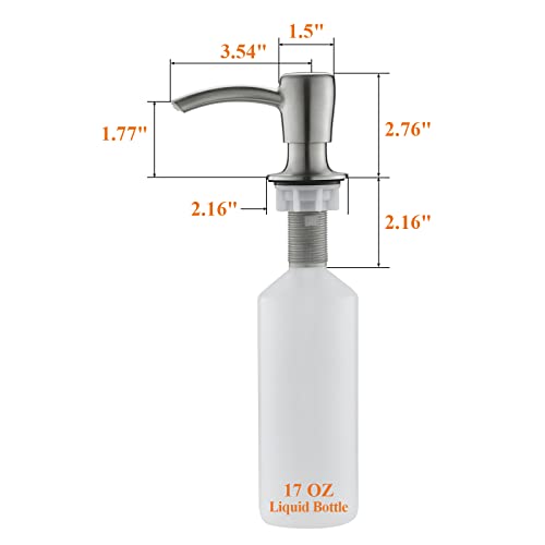 Soap Dispenser, Kitchen Sink Soap Dispenser, Build in Sink Soap Dispenser, Lotion Dispenser, Brushed Nickel RULIA RB2005 - color: Brushed Nickel