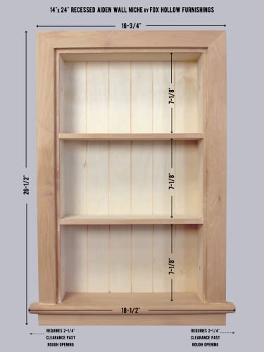 14x24 Aiden Recessed Wall Niche Medicine Cabinet Replacement, in The Wall Bathroom Cabinet Insert Shelf/Shelves, Made in North America, Real Wood, NO MDF, Beadboard, Unfinished - color: Unfinished 4 Shelf, size: 14x24