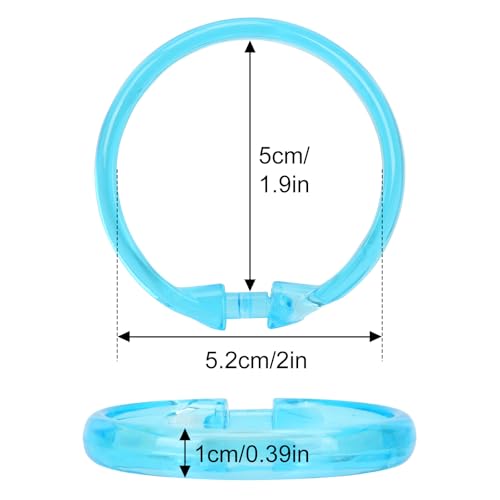 Blue Shower Curtain Hooks - 12 Pcs Circular Plastic Shower Curtain Rings for Bathroom - O Shaped Transparent Aqua Blue Shower Hooks Rings for Shower Curtain Rod - color: Transparent Aqua Blue