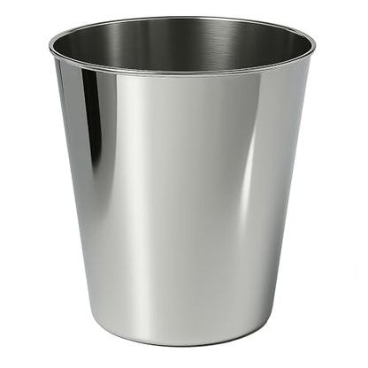happimess Nolan 2 Gal Smooth Steel Wastebasket, Polished Steel | 10" Height, Lidless Open Top, Mechanical Finish, Small Space Design - color: Polished Steel, size: Set of 1