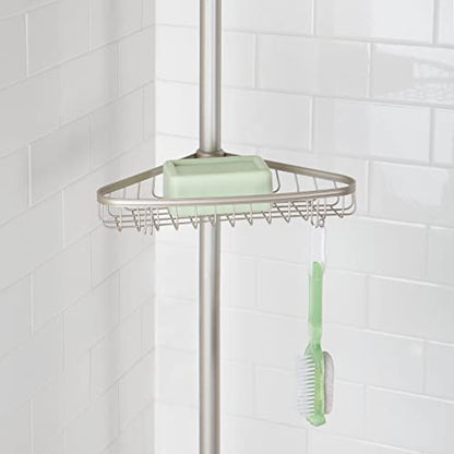 mDesign 0391MDBA Bathroom Shower Storage Constant Tension Corner Pole Caddy